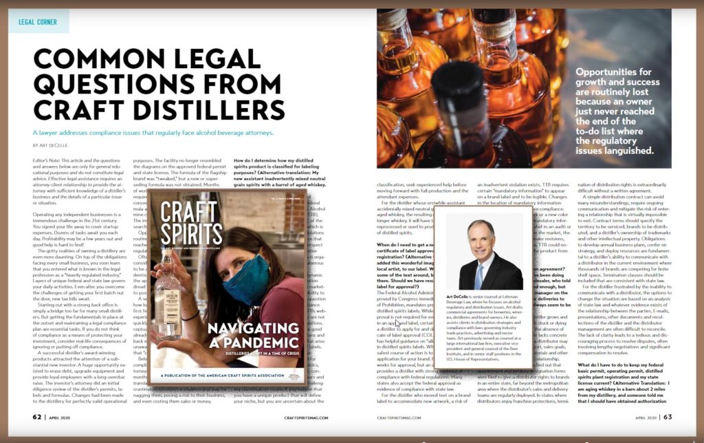 legal questions for craft distillers